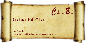 Csiba Béla névjegykártya